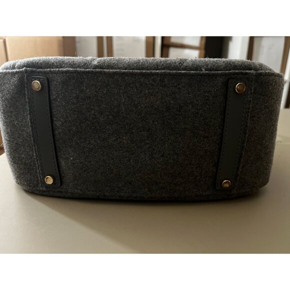 Kate Spade New York Gray Felt Tote Bag With Colorful Buttons & Leather Handles - Picture 14 of 14